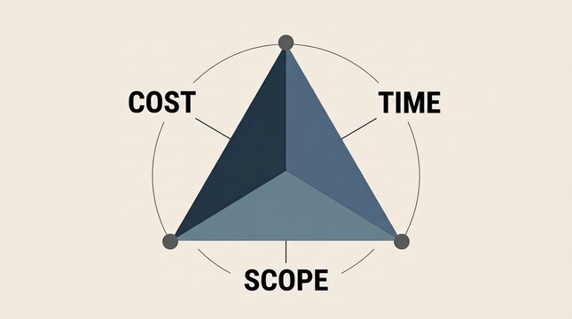 Project management triangle diagram illustrating cost time and scope relationships