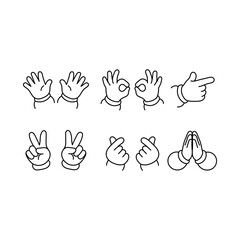 Fototapeta premium Various Human Hand Gestures Set - Minimalist Line Art Icon Collection