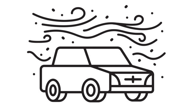 Car icon with speed lines and medical cross, illustrating pro-level emergency transport in clean vector style