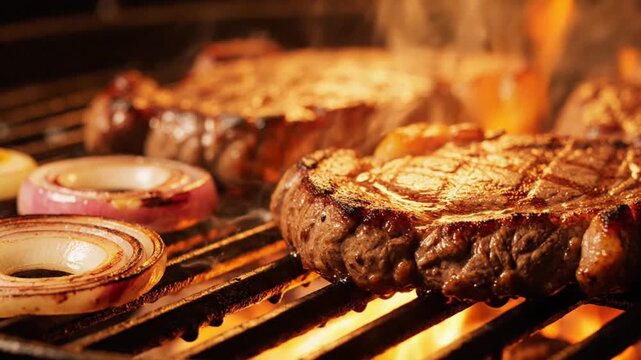 Grilled Burger Patties on BBQ Grill