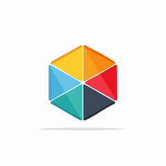 Fototapeta premium Colorful Hexagon Logo Design with Geometric Triangles