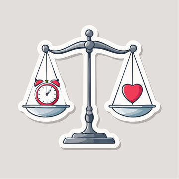 Balance Scale with Heart and Alarm Clock