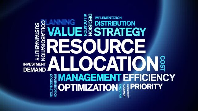 Resource Allocation animated word cloud-text design animation tag kinetic typography seamless loop.
