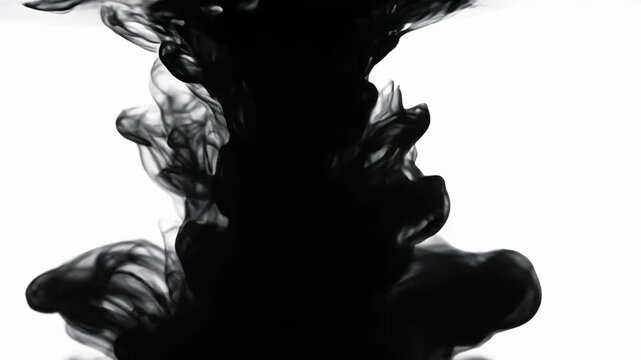 Black ink cloud forming in water, abstract smoke formation liquid dissolving motion paint shape liquid dissolving motion paint shape
