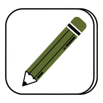 Green pencil icon in a rounded square frame on white icon