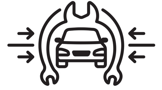 Car engine overheating icon with flames and arrows showing warning and heat danger sign featuring temperature gauge, mechanical alert, auto service