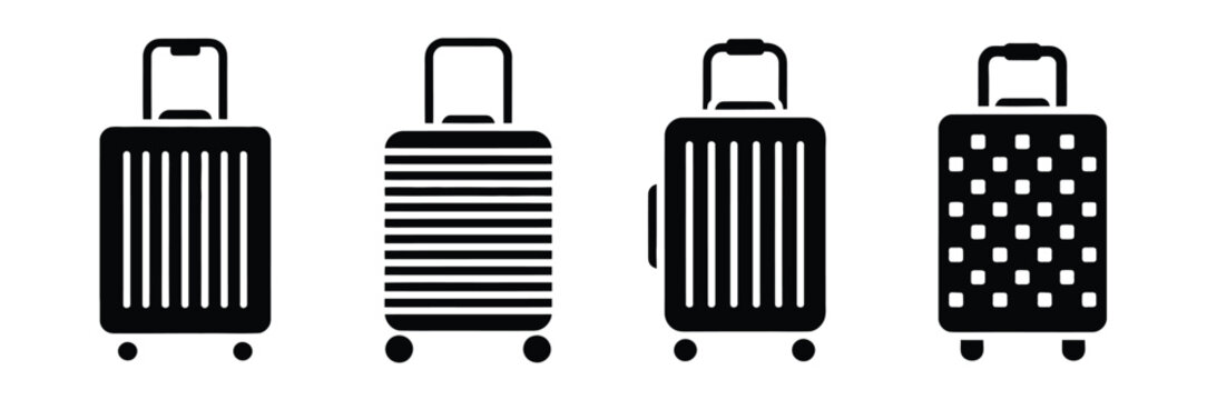 Travel luggage vector icon featuring trolley bag symbols for tourism vacation baggage and transport design