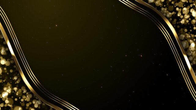 Luxury Gold Wave Frame on Black Awards Trailer Titles Cinematic Openers Intro Particles Background Loop