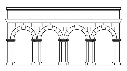 Architectural Drawing of a Classical Arcadegallery with Columns. © Mutmainah