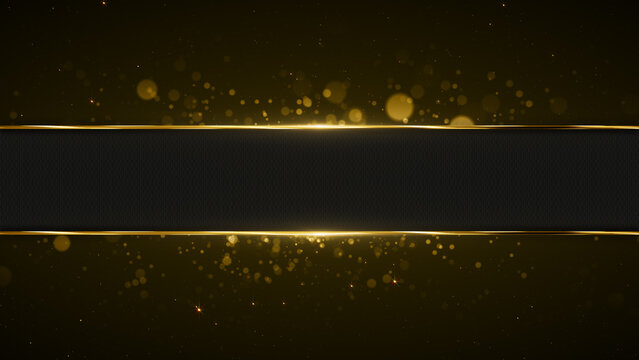 Luxury Black Horizontal Banner with Glowing Gold Borders and Bokeh Particles Awards Trailer Titles Cinematic Openers Intro Background