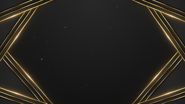 Sophisticated Gold and Black Geometric Backdrop for Awards and Galas Particles Trailer Titles Cinematic Openers Intro Background