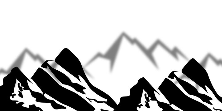 High mountain icon. Rocky mountains. Hiking and adventure concept. Simple sketch of a mountain.