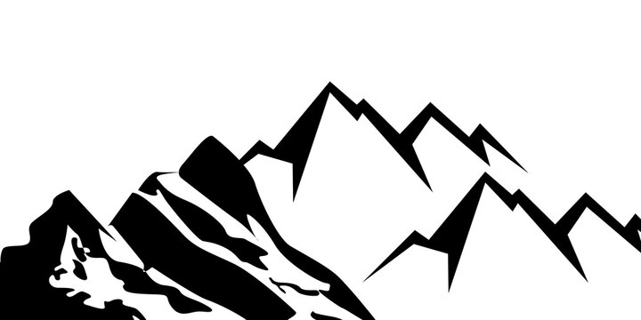High mountain icon. Rocky mountains. Hiking and adventure concept. Simple sketch of a mountain.