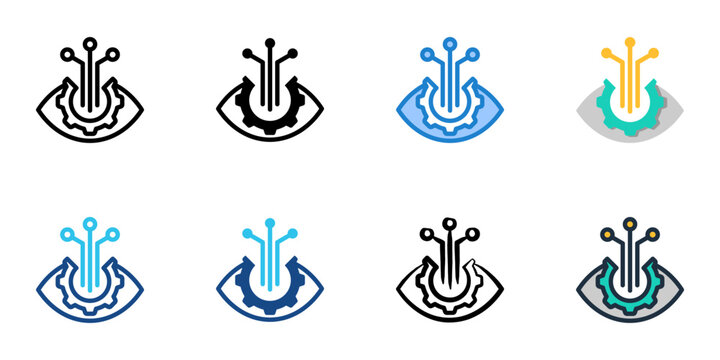 Port scanner icons set multiple style collection. Editable stroke 
