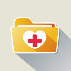Fototapeta premium Medical Folder Icon with Heart and Cross Symbol