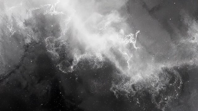 Dust grain overlay texture abstract cosmic swirl black white misty smoke cloud background dreamy atmosphere galaxy nebula star space universe night