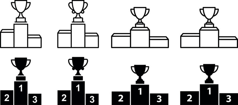 Podium variations black and white trophy platforms for winners and achievements