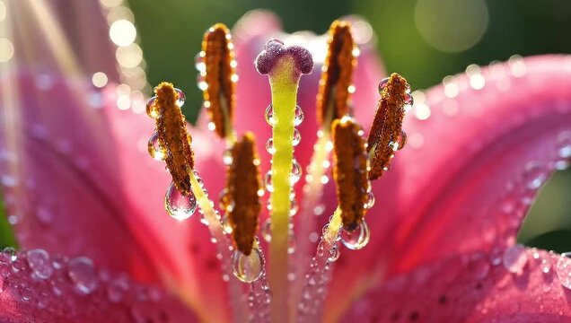 Dew-Kissed Lily - A Macro View of Floral Beauty and Freshness.