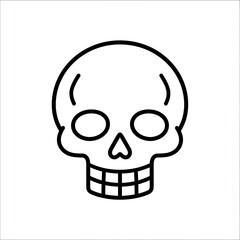 Fototapeta premium Black line art skull icon graphic.