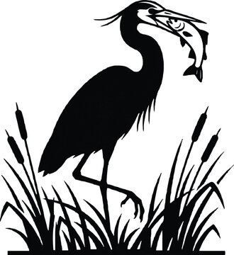 Heron Bird Silhouette Vector Illustration