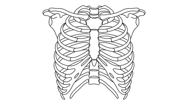 Detailed illustration of human ribcage anatomy.
