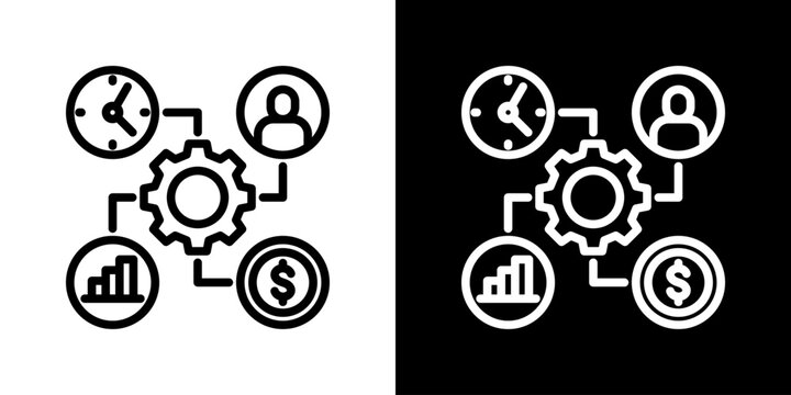 Resource Management Icon Set Vector Collection Isolated In Black And White