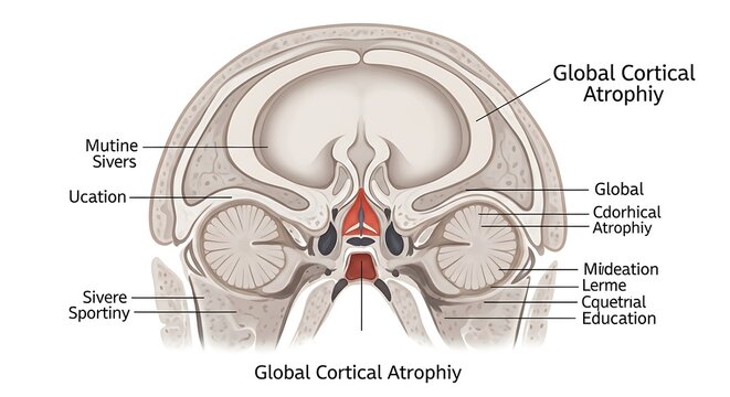 Educational Medical Cross Section of Global Cortical Atrophy Visible
