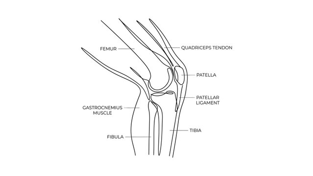 Anatomical diagram of the human knee joint.