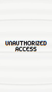 Unauthorized Access glitch animation. Perfect for cybersecurity, tech warnings, vintage gaming, or error messages.