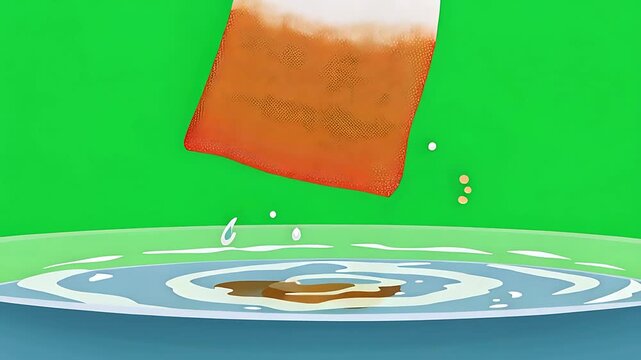 Tea Bag Falling into Cup Cartoon