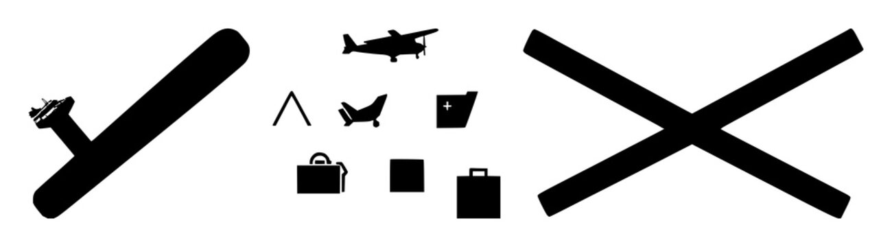 Cross-border trade icon set with solid black silhouette on a white background featuring trade, exporter, importer with logistics and globalization