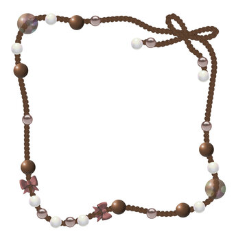 cocoa beads charm with ribbon accent