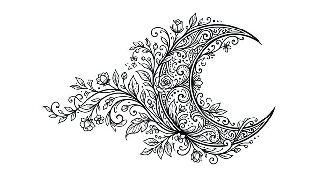 Moon Design with Floral Patterns