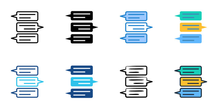 Message thread icons set multiple style collection. Editable stroke 
