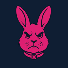 Obraz premium Aggressive Cartoon Rabbit Illustration with Intense Stare on Dark Background