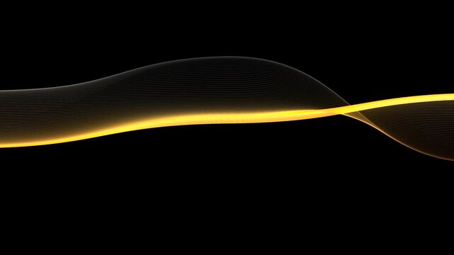 colorful spectrum waves animation on black background. Glowing yellow light wave on black background.
