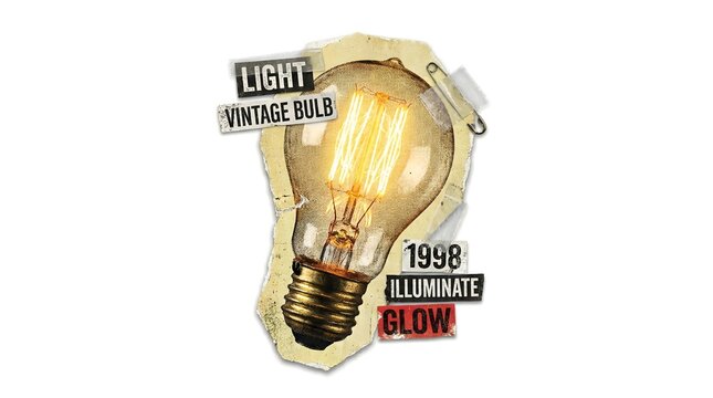 Vintage Light Bulb with Illuminate Glow and 1998 Text.