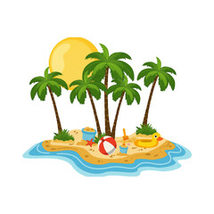 Obraz premium Summer beach and sea illustration