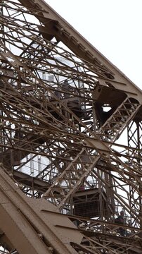 Close Up View of the Intricate Iron Lattice Structure of the Eiffel Tower