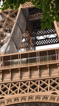 Close Up View of the Eiffel Tower Wrought Iron Architecture in Paris
