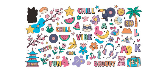 Fototapeta premium Colorful alphabet letters with flowers forming a happy love message for children learning art and design
