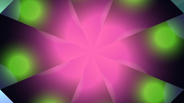 Abstract light teal and lavender flower pattern with bokeh circles symmetrical design geometric starburst effect for modern art dreamy background