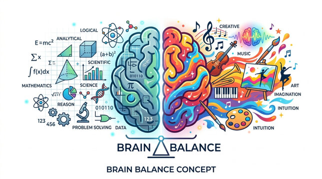 Creative Brain Versus Analytical Brain Concept Illustration.