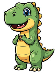 Fototapeta premium Smiling cartoon dinosaur with orange spikes on back and belly