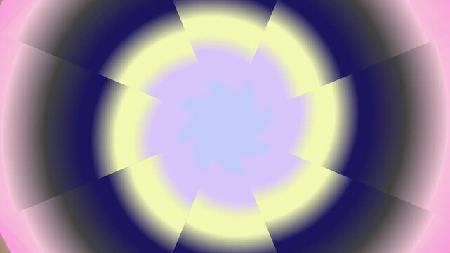 Abstract radial pattern of lavender and yellow on a pink and purple backdrop creating a hypnotic circular gradient design.