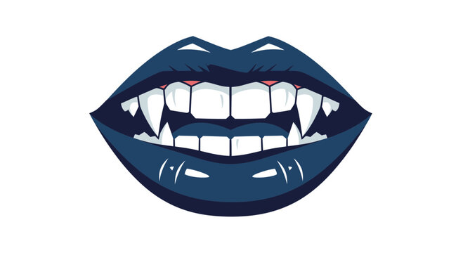 Vampire Lips with Sharp Fangs