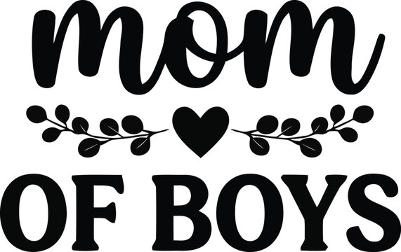 Vector illustration of the words memu of boys with decorative flowers and wings