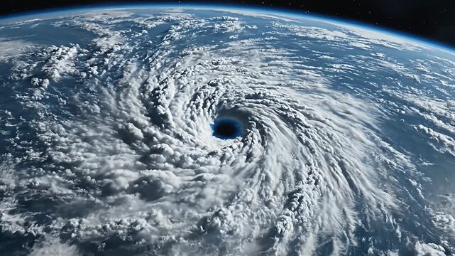 Hurricane Eye View from Space - A Powerful Storm System.