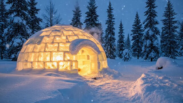 Igloo in Winter Wonderland - A Cozy Arctic Shelter.