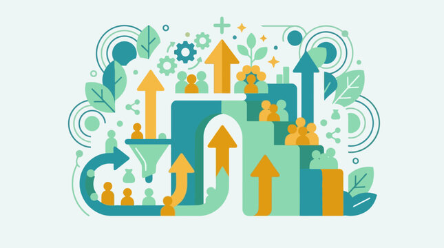 Colorful arrows pointing up growth.